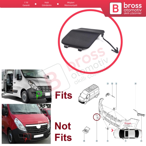 Renault Master MK3 Nissan NV400 Interstar Vauxhall Opel Movano B 511800537R İçin Ön Tampon Çeki Demiri Kapağı ASTARLI 